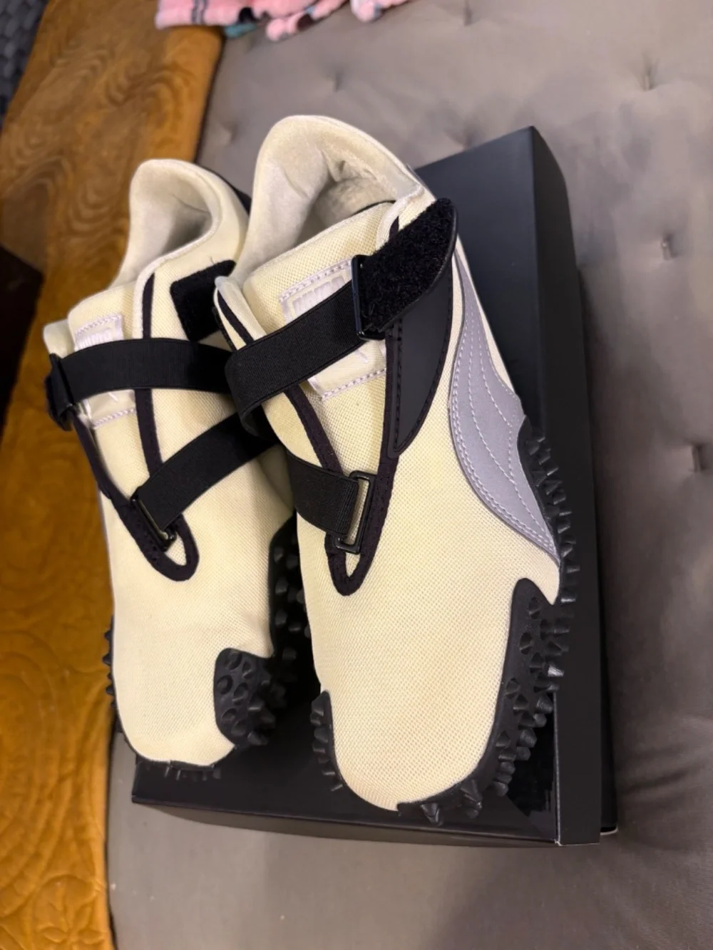 Puma Moonstone, Silver, and Black Strap-Detail Women's Sneakers